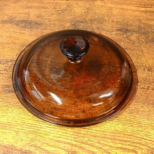 Pyrex 27 Corning V-1-C Amber Glass REPLACEMENT LID 6.5" Dia., Fitter 5.75"